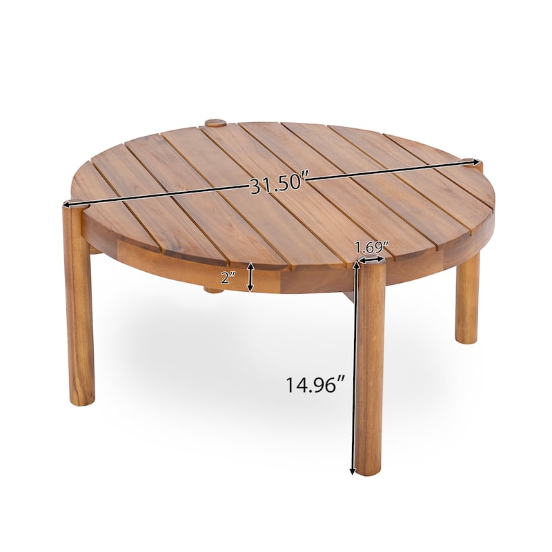 Scott Living Coastal Haven Outdoor Loveseat and Coffee Table Set Acacia Wood with Beige Cushions