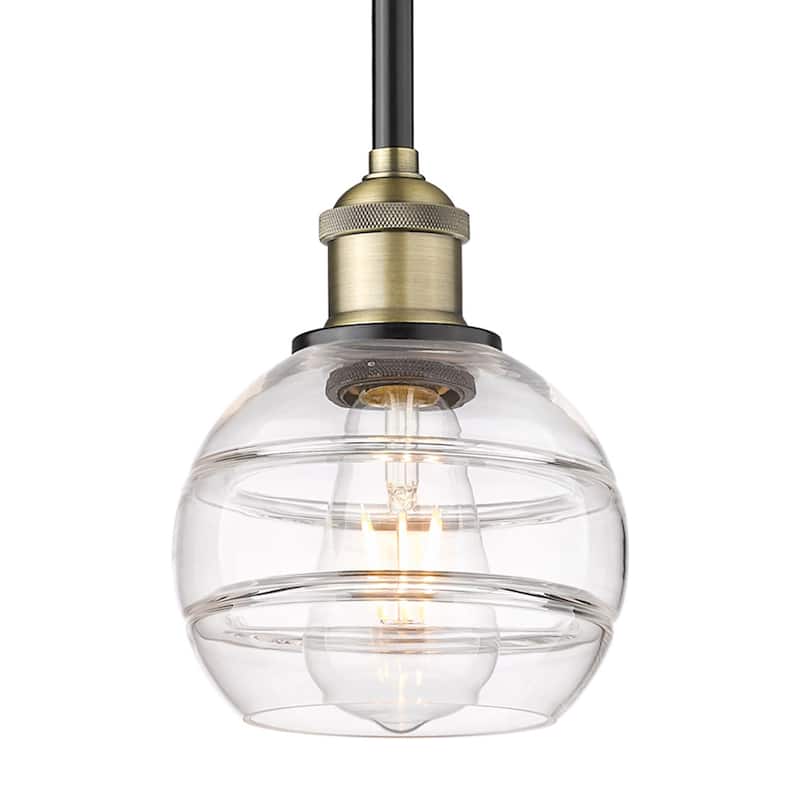Innovations Lighting 616-1S 7 6 Rochester Pendant Rochester 6" Wide - Black Antique Brass / Clear