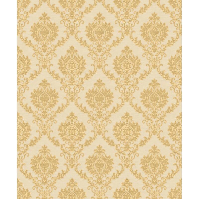 Galerie Wallcoverings Italian Classics 4 Collection Embossed Italian Damask Vinyl on Non-woven Matte Wallpaper Roll - 33 feet x 21 inches - Gold
