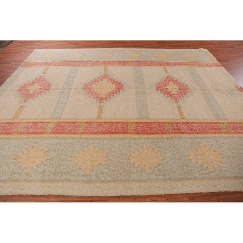 Hand Woven Oriental 100% Jute Carpet Southwestern Modern Beige & Ivories Kilim Area Rug - 11' 8'' X 9' 6''