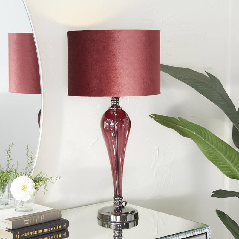 Glass Room Table Lamp - Red - Roche River Decor