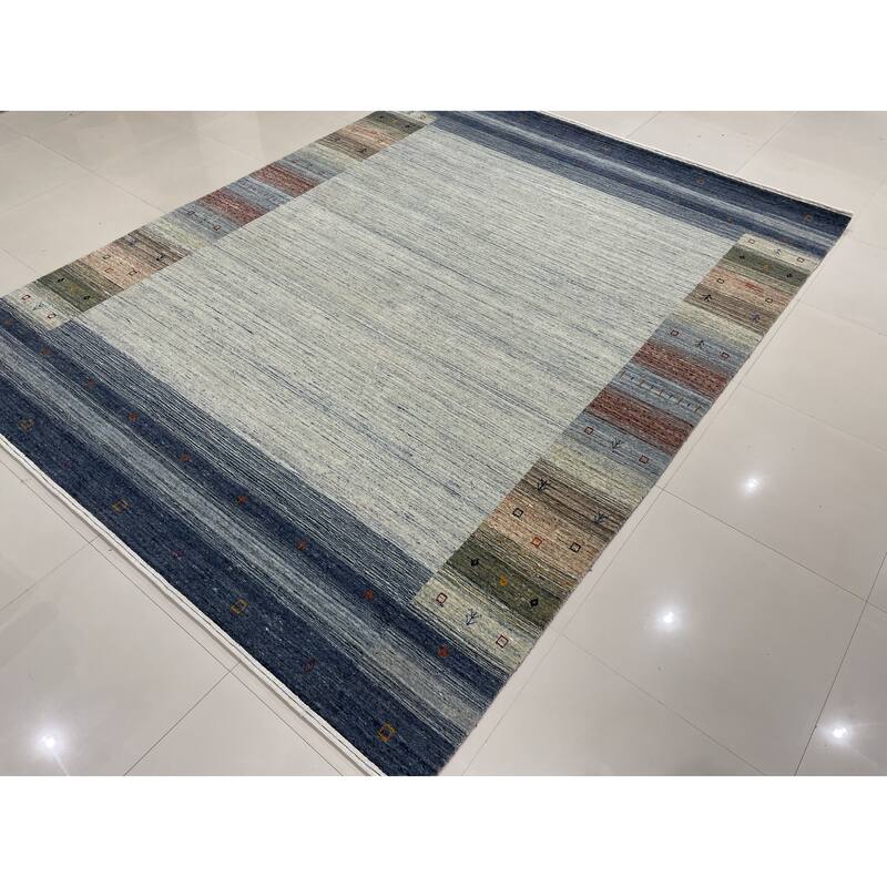 Hand-knotted Wool NATURAL GREY Transitional Modern Gabbeh Rug