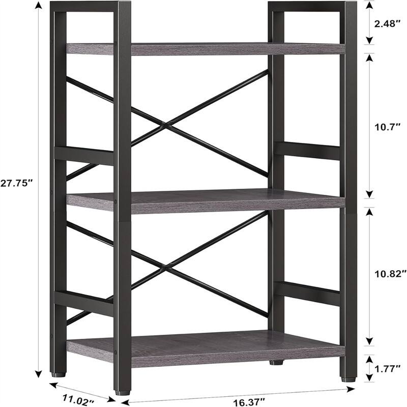 Metal Small Bookcase - 16.54"D x 11.02"W x 27.56"H