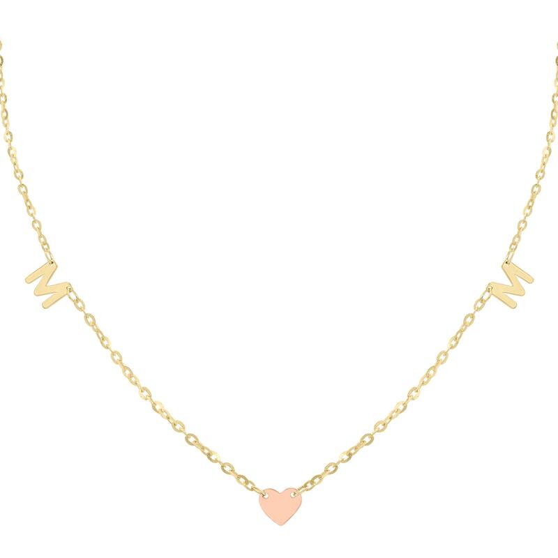 Marquee Jewels 14K Solid Yellow and Rose Gold MOM Necklace with Lobster Clasp