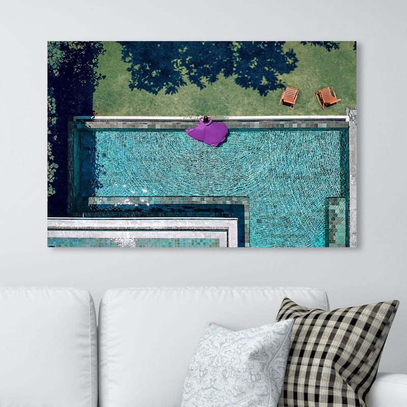 Wynwood Studio Fashion and Glam Lady in Violet Swim Blue and Turquoise Modern & Contemporary Wall Art Canvas Print - 30 x 45