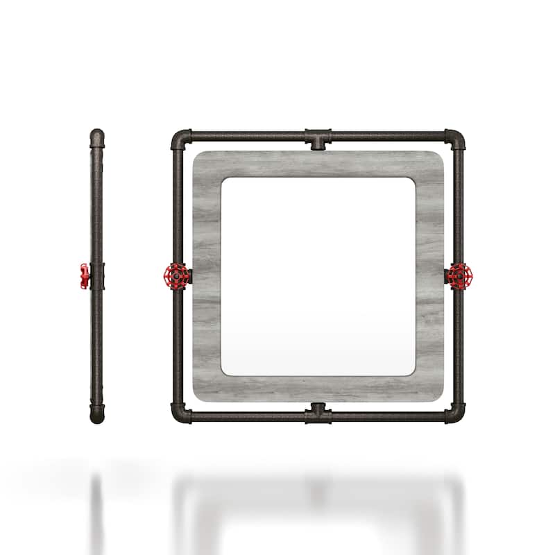 DH BASIC Industrial Pipe and Water Valve Accent Wall Mirror by Denhour