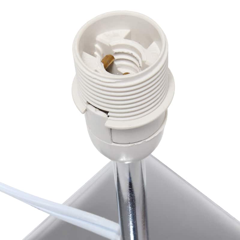 9.65" Compact And Chic Modern Square Chrome Accent Table Lamp, For Living Room, Bedroom, Office, Black Shade