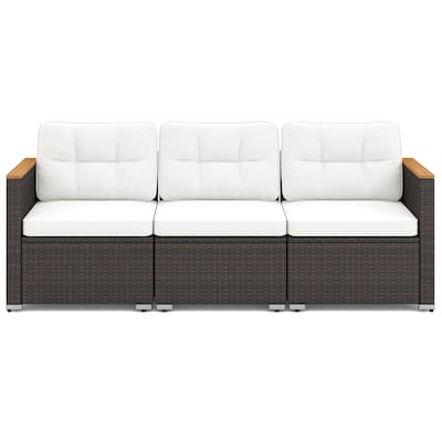 Costway 3-Seat Patio Couch Sofa PE Rattan Wicker Outdoor Loveseat - See Details