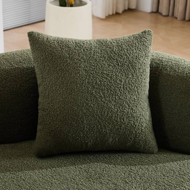 Curved Loveseat Sofa with 2 Pillows, Full Compression Sponge Boneless Floor Couch, Teddy Velvet Upholstered Cloud Couch