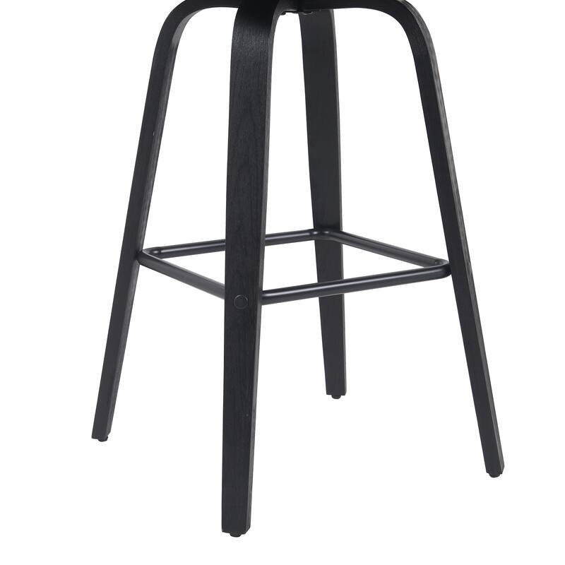 Skara Swivel Bar Stool, Upholstered Bar Height Chair with Bentwood Frame