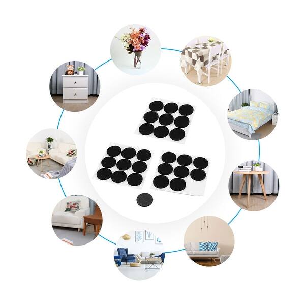 Self Adhesive Furniture Leg Feet Rug Felt Pads Protector 27pcs 0 9 Dia Black Overstock 18422350