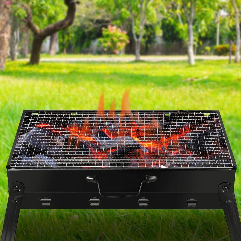 Portable Foldable Charcoal BBQ Grill for Camping and Outdoor - 17.7 x 11 x 10in
