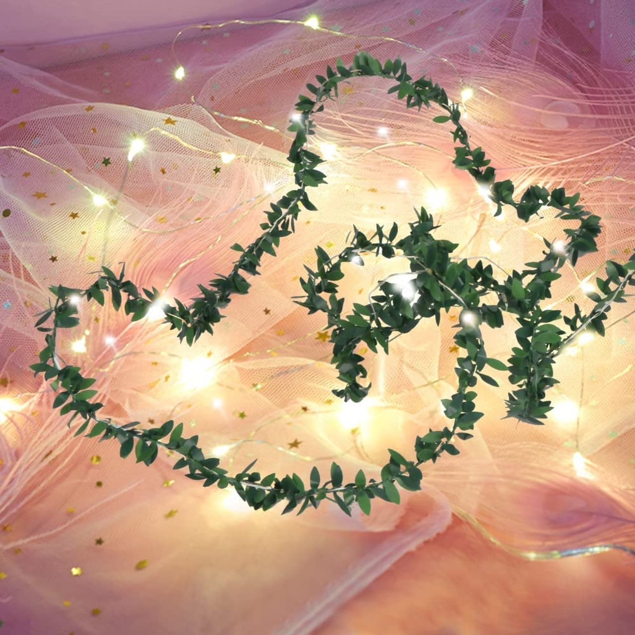 20 LED String Lights Plant Artificial Green Leaf