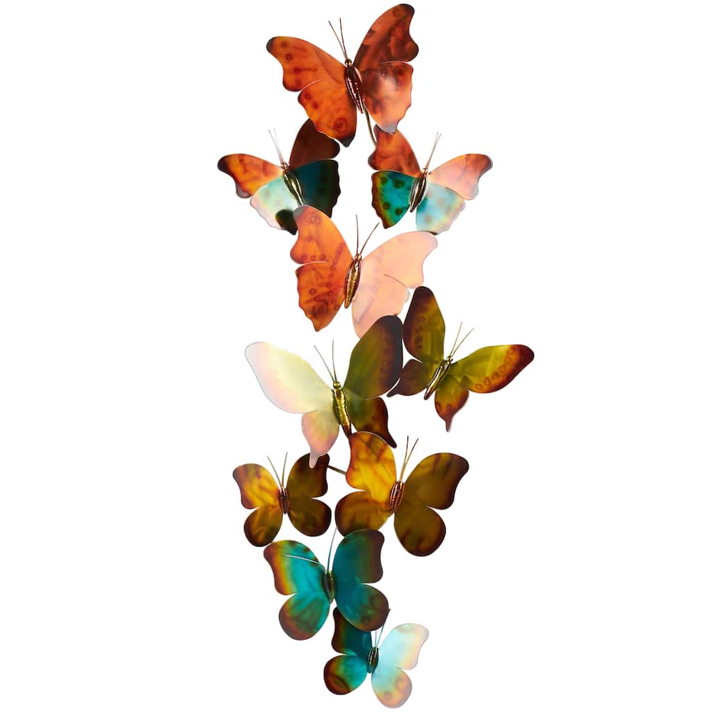 Stainless Steel Metal Butterfly Indoor Outdoor Wall Decor - Multi Colored - Roche River Decor