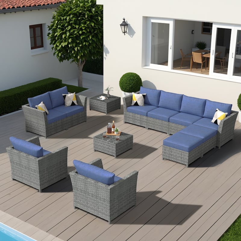 XIZZI 12-piece Outdoor Patio Furniture Sectional Set (fully assembled) - Denim Blue