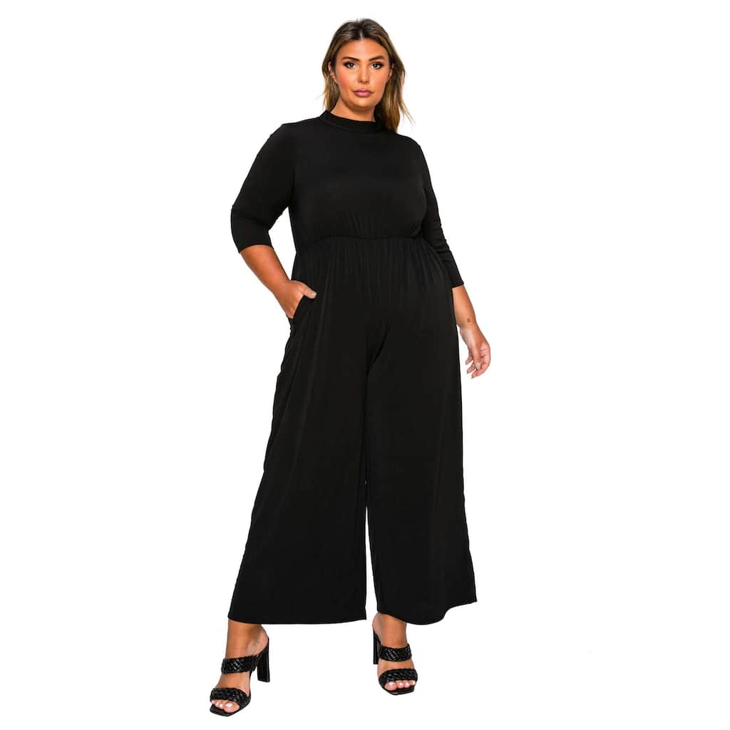 L I V D Women's Plus Size Summer Wide Leg Pocket Jumpsuit