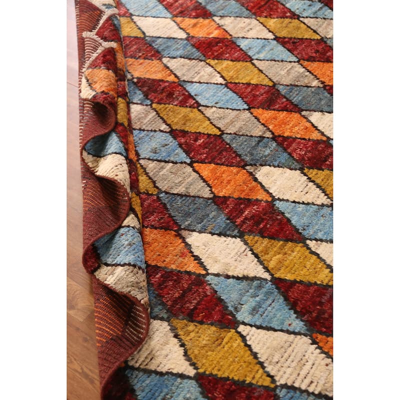 Trellis Moroccan Oriental Area Rug Hand-Knotted Tribal Wool Carpet - 6'9" x 9'5"
