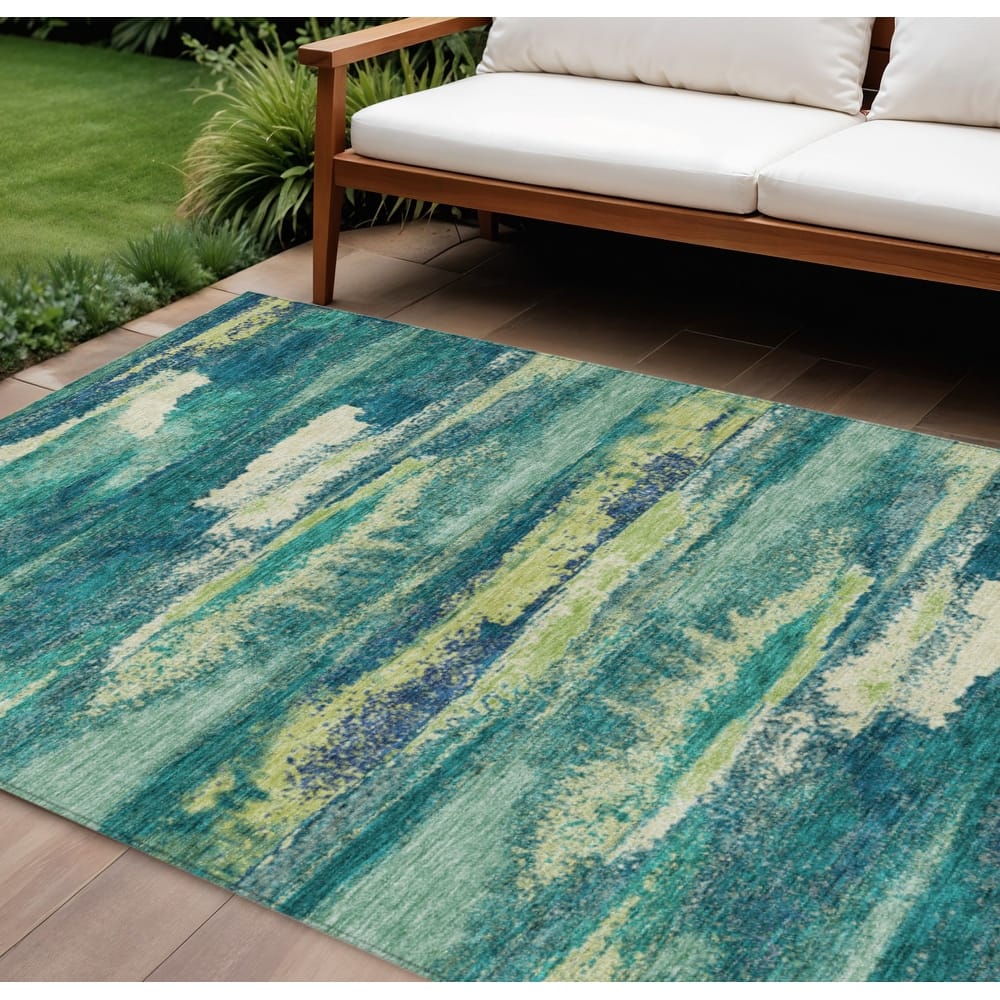 HomeRoots Abstract Transitional Rectangle Outdoor Rug
