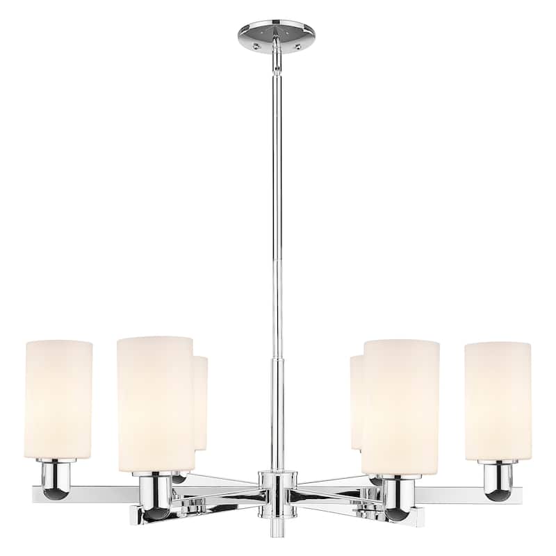 Innovations Lighting Endless Possibilities Arcadia - Clymer - 6 Light 34" Stem Hung Chandelier - Polished Chrome/Matte White