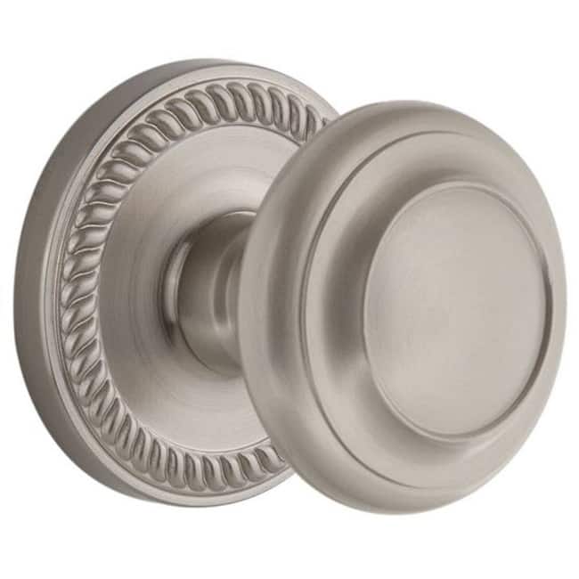 Grandeur Newport Solid Brass Rose Single Dummy Door Knob with - Satin Nickel