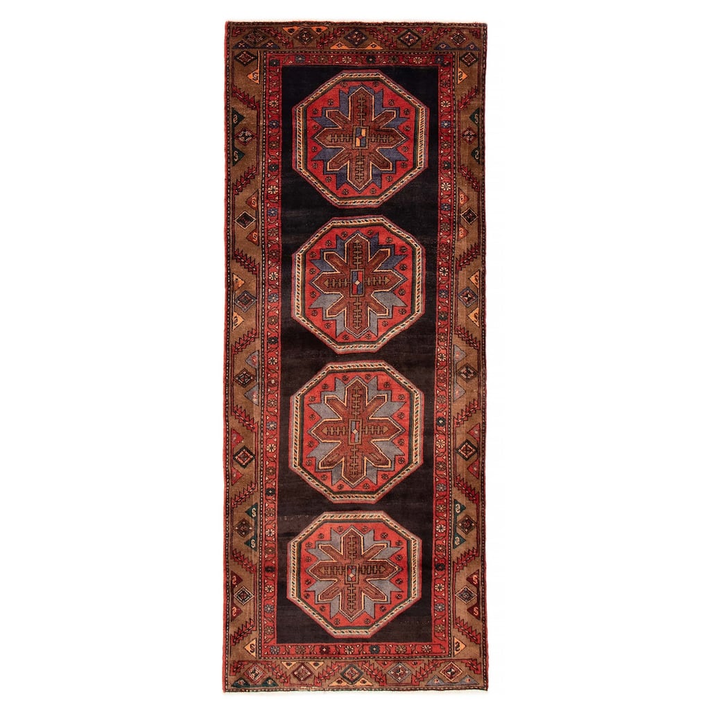 ECARPETGALLERY Hand-knotted Konya Anatolian Black, Red Wool Rug - 4'3 x 9'9