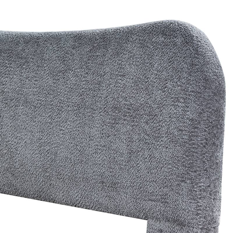 Roundhill Furniture Lunara Gray Upholstered Platform Bed with Bun Feet