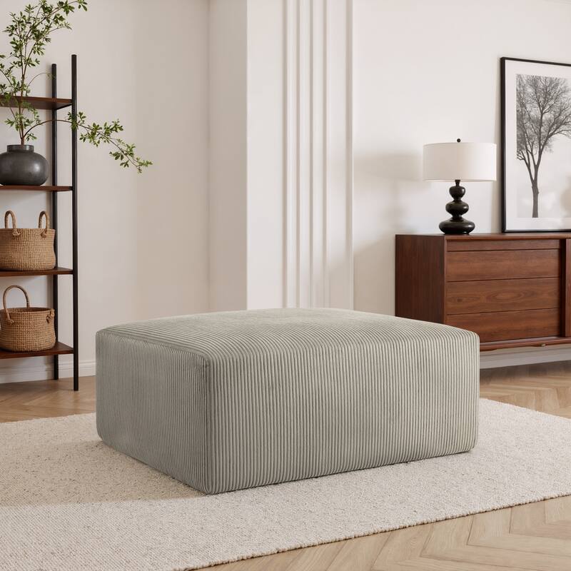 40"W Oversized No Assembly Corduroy Rectangle Ottoman - Brown