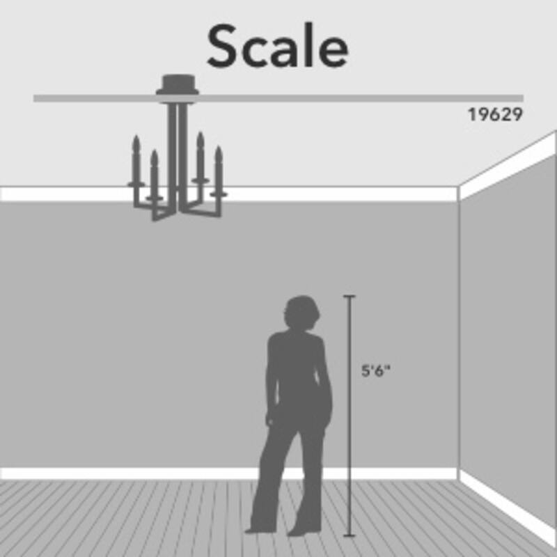 Hunter Bearden 4-Light Semi-Flush Chandelier, - Entry, Kitchen Table, Bedroom - Candle, Contemporary, Industrial, Geometric