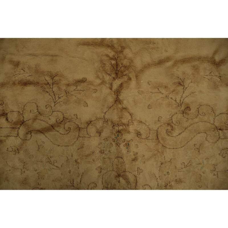 Hand Knotted Oriental 100% Wool Carpet Traditional Floral Yellow & Gold Kerman Area Rug - 11' 10'' X 8' 10''