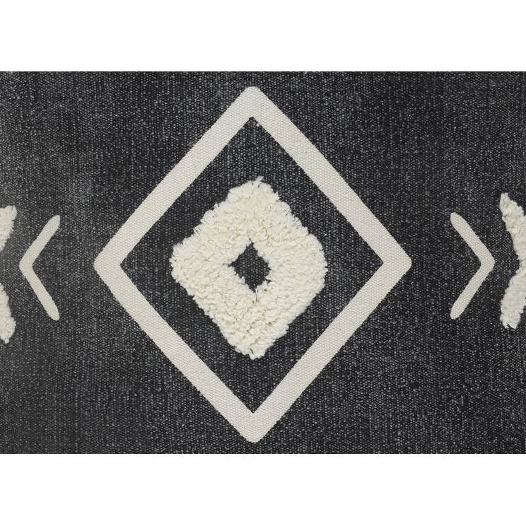 HomeRoots 20" X 20" White And Black 100% Cotton Geometric Zippered Pillow