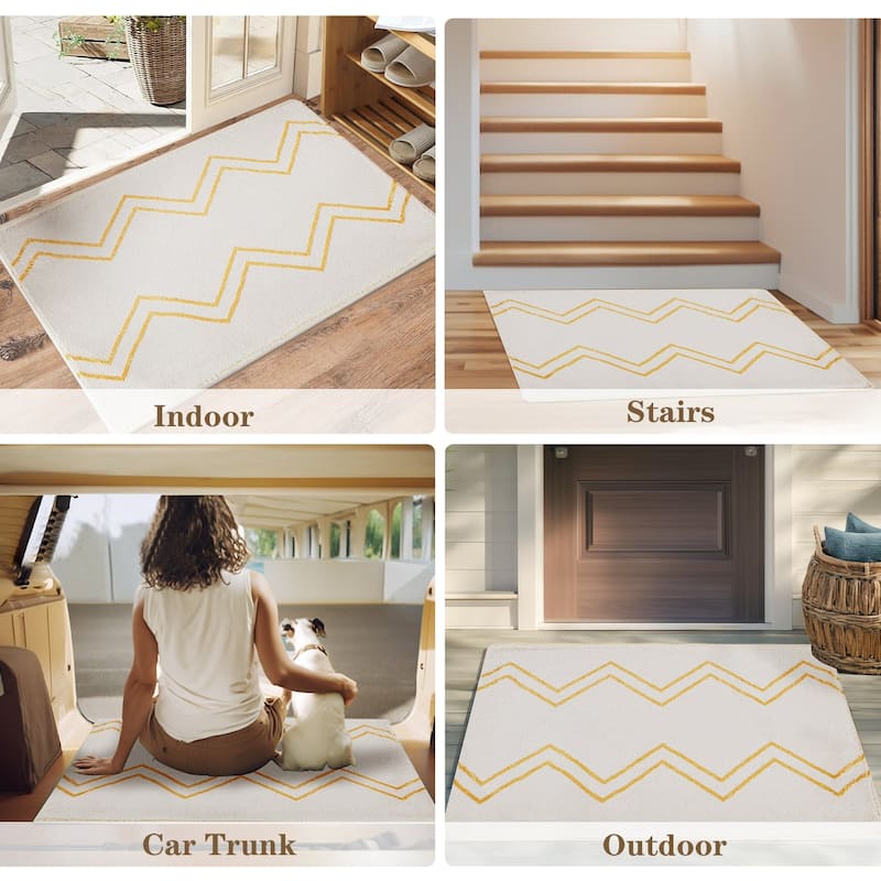 Front Door Mat Entry Doormat Non Slip Thin Washable Inside Entryway Mats for Home Entrance - 16.9" W x 28.7" L
