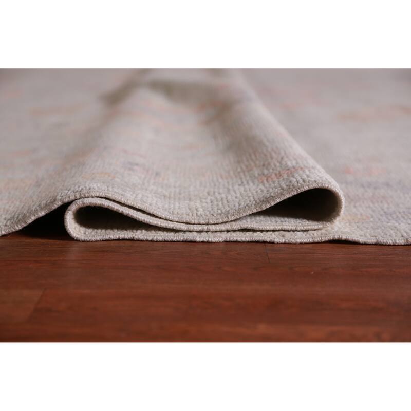 Hand Knotted Oriental 100% Wool Carpet Transitional All-Over Beige & Ivories Oushak Area Rug - 11' 9'' X 9' 4''