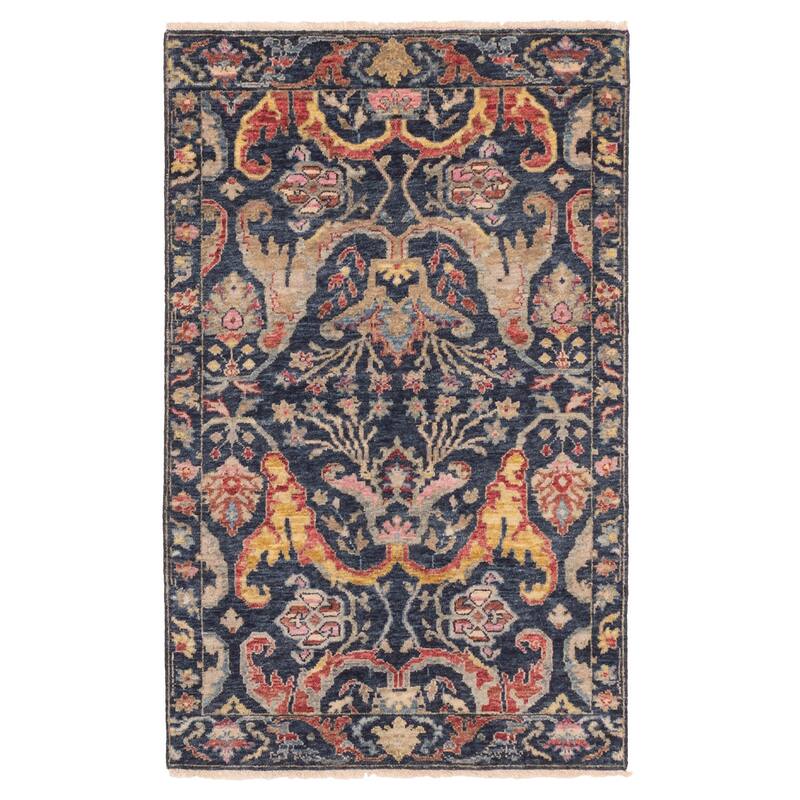 ECARPETGALLERY Hand-knotted Heritage Navy Wool Rug - 3'1 x 4'11
