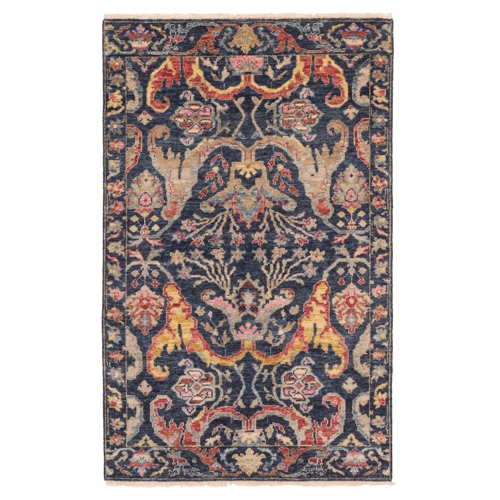 ECARPETGALLERY Hand-knotted Heritage Navy Wool Rug - 3'1 x 4'11