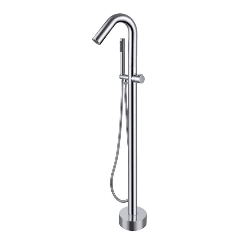Topcraft Floor Mounted Bathtub Filler with Handheld Showerhead - Chrome