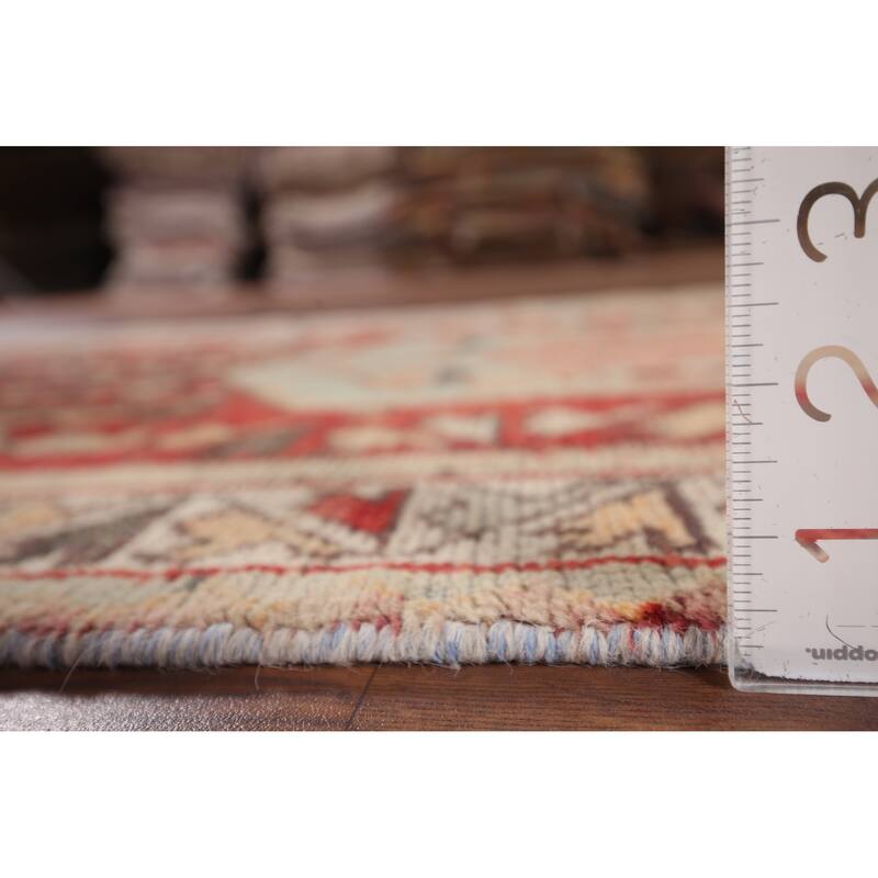 Red Hamedan Persian Vintage Runner Rug Hand-Knotted Wool Carpet - 3'3" x 10'3"