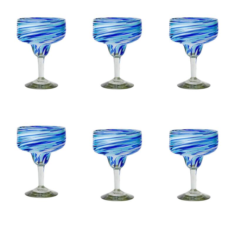 10 Strawberry Street Malibu Handblown Mexican Glassware, Set of 6 - 16 oz. Margarita