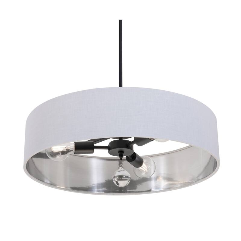 AFX CLNP24MB Pendant 3 Light 24" Wide Crystal Pendant with Fabric