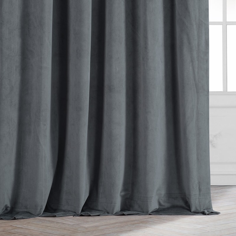 Exclusive Fabrics Natural Grey Velvet Blackout Curtain (1 Panel)