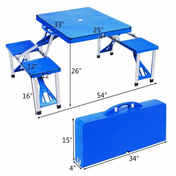 Shop Costway Outdoor Camping Foldable Picnic Table W Bench 4 Seat