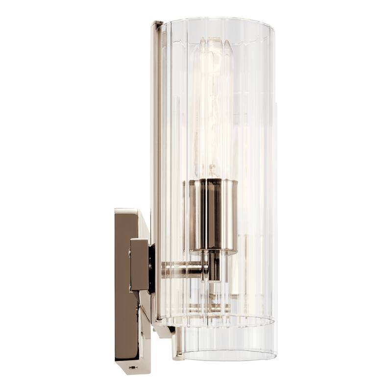Jemsa 13.75 in. 2-Light Bathroom Vanity Light with Clear Fluted Glass