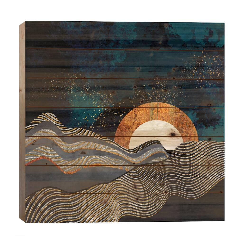 Gold And Silver Fields Print On Wood by SpaceFrog Designs - Multi-Color