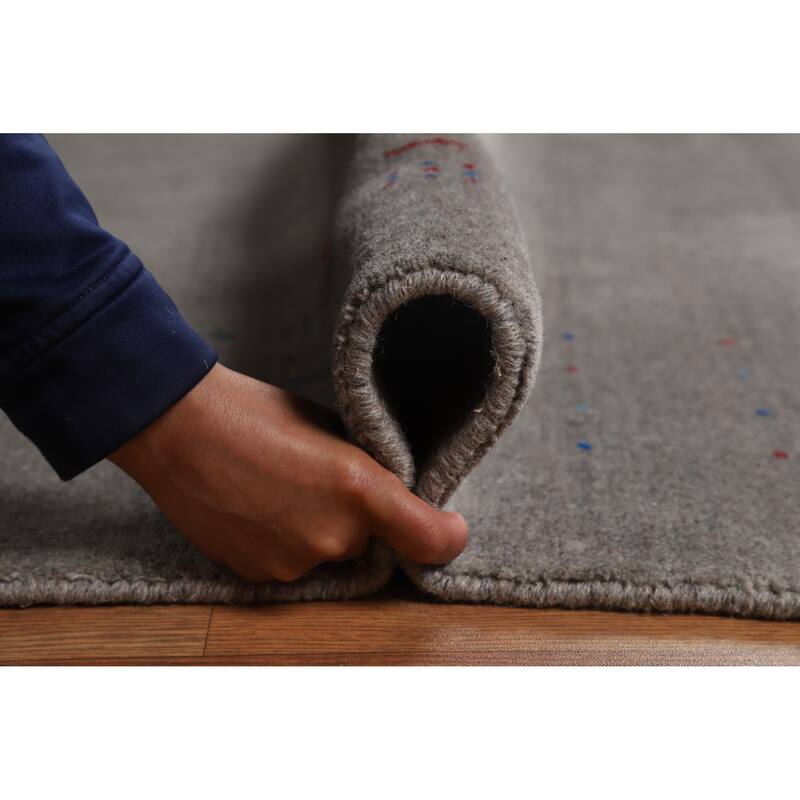 Hand Knotted Oriental 100% Wool Carpet Tribal Tribal Greys & Charcoal Gabbeh Area Rug - 12' 0'' X 9' 1''