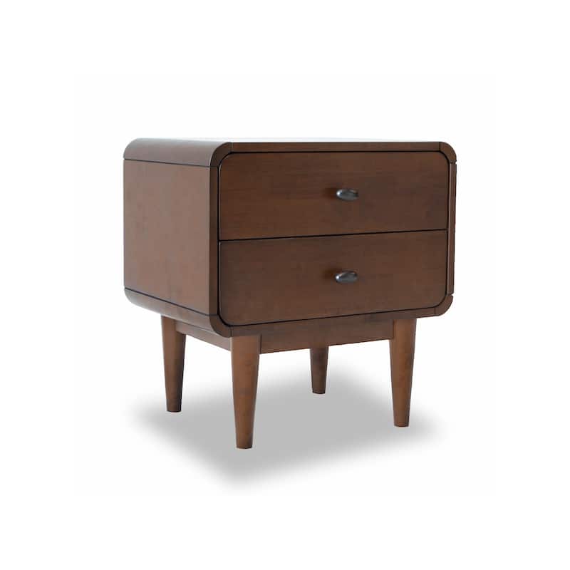 Seamore Mid-Century Modern 2-Drawer Solid Wood Nightstand - Brown - 2-drawer