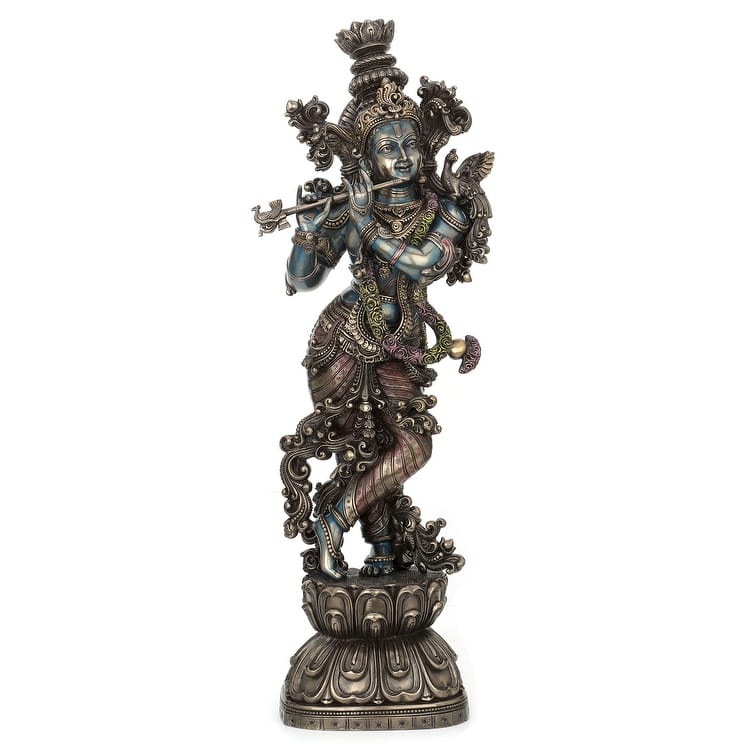 Veronese Design 30.31" H KRISHNA PLAYING FLUTE Cold Cast Bronze