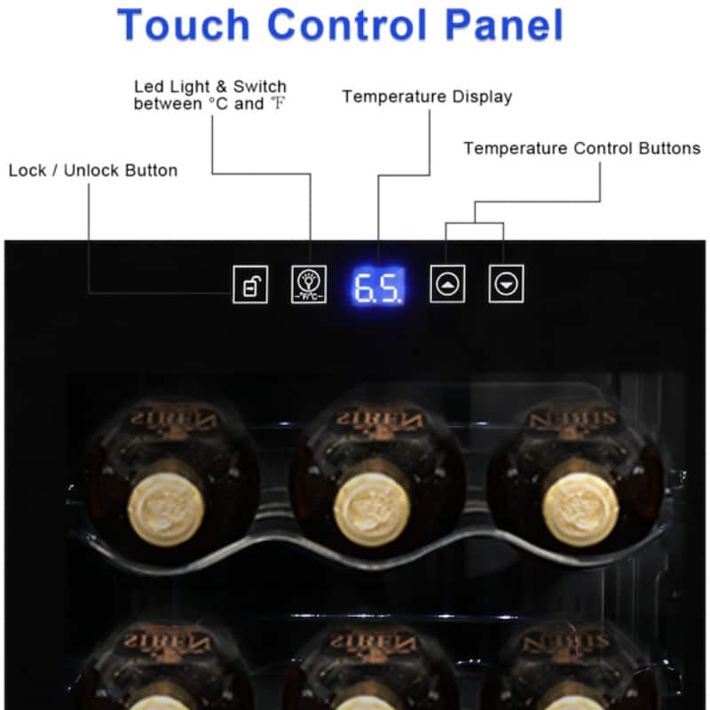 15V /60Hz 18 Bottle/1.8Cu.Ft/52L/ Compressor Wine Cabinet Black - 13.58 x 17.72 x 30.31