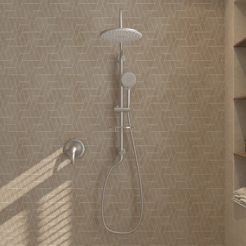 3-Spray Patterns 10 in Wall Mount Dual Shower Heads with Soap Dish and Rough-in Valve