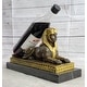 preview thumbnail 1 of 8, Egyptian Sphinx Bronze Sculpture Statue Mini Replica Signed Original Art On Marble Base