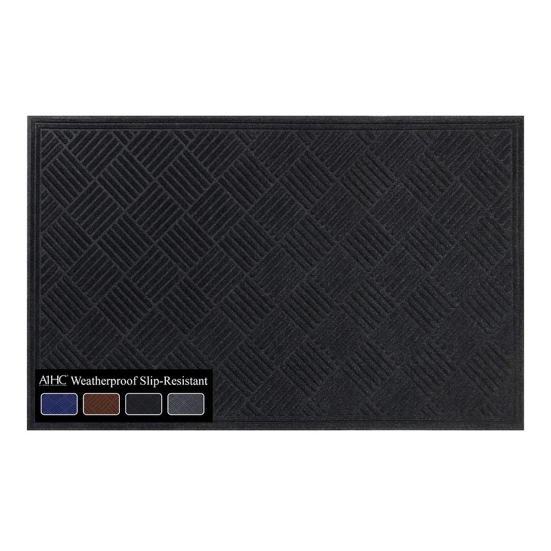 A1HC All Weather Durable Polypropylene Non Slip Backing Rubber Door Mat - 36x60 Inches - Charcoal