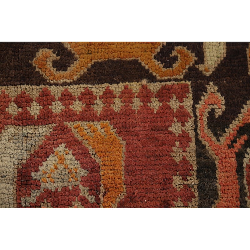 Vegetable Dye Oushak Turkish Vintage Area Rug Hand-Knotted Wool Carpet - 6'6" x 9'11"